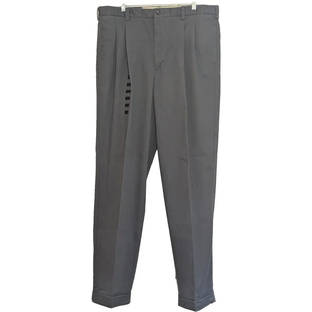 NWT Vintage Banana Republic Men's Smithfield Chinos 40L Gray Pleated Cuffed